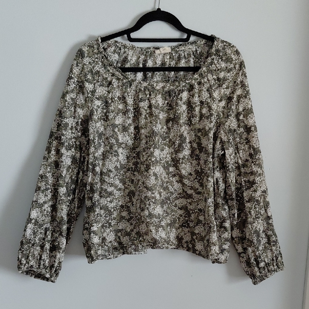 A.n.a Moss Forest Green Cottagecore Ditsy Floral Shirt Blouse Cotton XXL